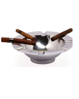 Cigar Ashtray-Aluminum Metal for resting 8 Big Cigars-10.25 Inch Diameter- Scratch Resistant Base