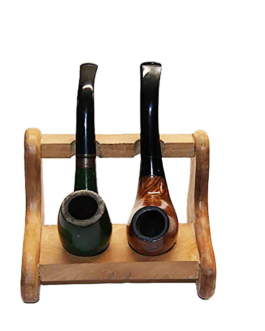 U.Like Relax Zone Wooden Tobacco Pipe Stand Holder Rack for 2 Tobacco Pipes, Handmade from Solid Real Wood