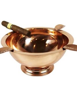 Cigar Ashtray, 4 Stainless Steel Stirrups, Wide Bowl Design , for all Cigar Sizes, Copper Plated