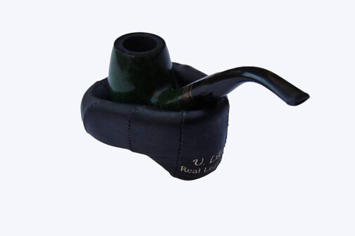 Single pipe holder in real leather