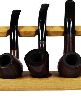 U.Like Relax Zone Wooden Tobacco Pipe Stand Holder Rack for 3 Tobacco Pipes, Handmade from Solid Real Wood Natural