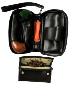 Tobacco Pipe Pouch – Smoking Pipe Case Bag Holder for Storing 2 Pipes with Additional Pocket for Tobacco Freshness