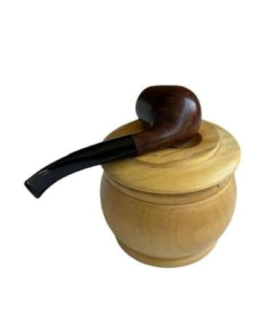 Smoking Pipe Stand/Holder/Display Rack in Wood with Tobacco Jar Humidor Moisturiser for Pipe Tobacco + for one Smoking Pipe.