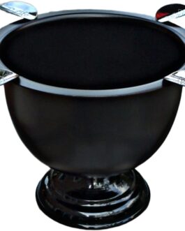 Cigar Ashtray Made In Iron Metal Tall Deep Bowl Box Pressed Wind Resistant Ashtray With 4 Stirrup (BLACK GLOSSY)