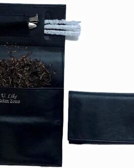 Smoking Pipe Tobacco Roll Up Pouch Case Bag for Pipe Tobacco Storage Tobacco Moisturizing Case and accessories as Pipe tamper, Pipe Cleaners (Black)