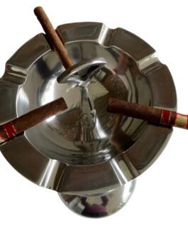 Aluminum Ashtray with 40” Tallest Stand for 8 Cigars, Deep Bowl + Accessory Tray